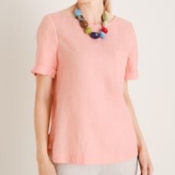 Chico's Linen Pocket Tee Pink Size 2 (12/14 Large) - Picture 1 of 4